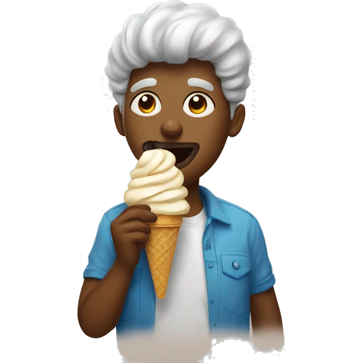 Goolden doodle eating a ice cream emoji