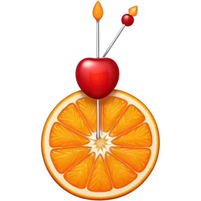 orange slice and cherry on a skewer emoji
