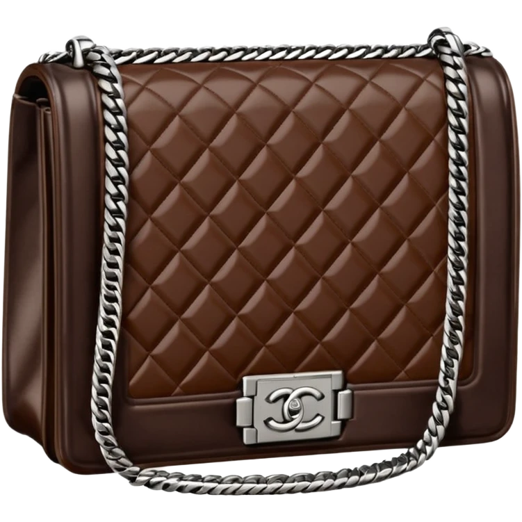 chanel le boy deep chocolate brown color bag emoji