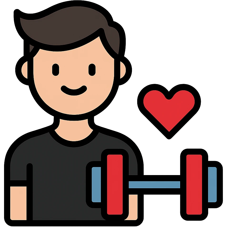 Remove all yellow color from the icon, keep the gym lover theme, maintain icon style, keep the rest of the colors vibrant and clear. emoji