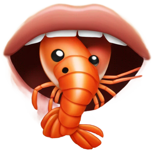Shrimp in mouth emoji