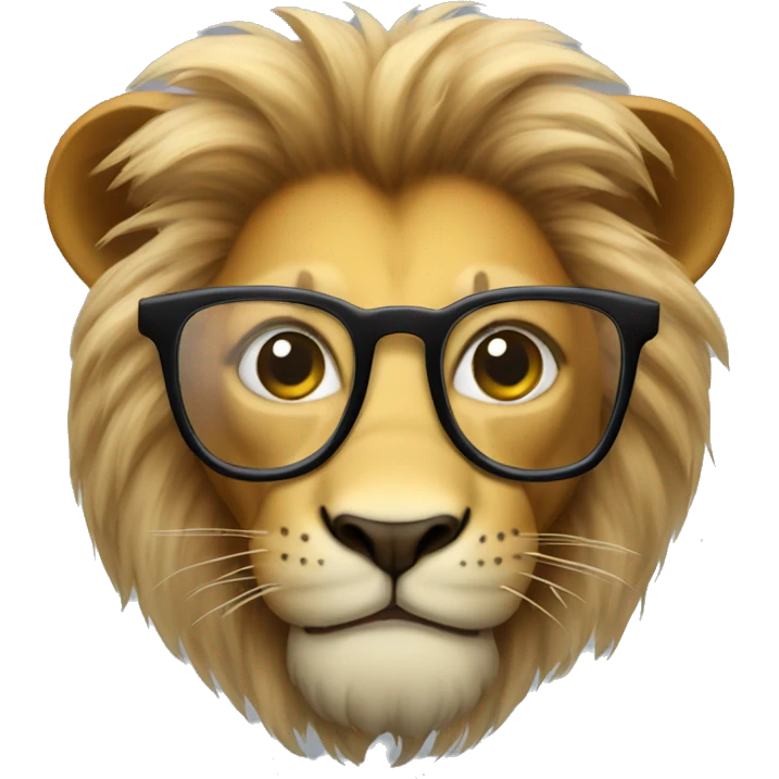 Lion face wearing glasses emoji