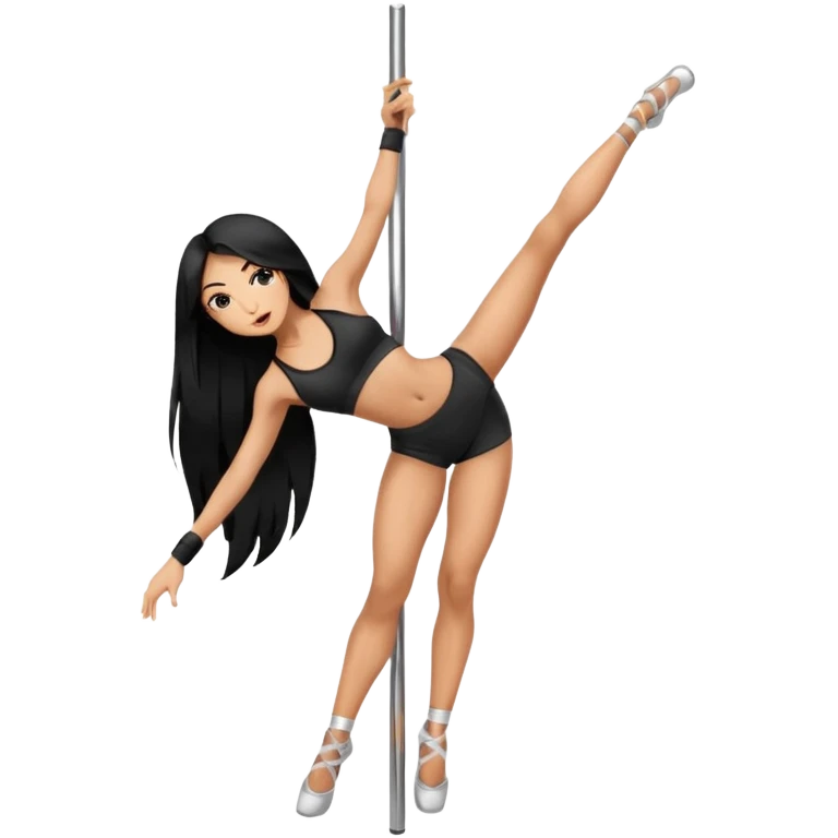 GIRL WITH BLACK LONG HAIR POLE DANCE emoji