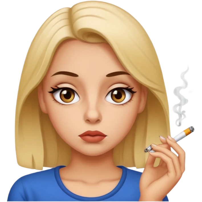 Girl rolling eyes smoking emoji