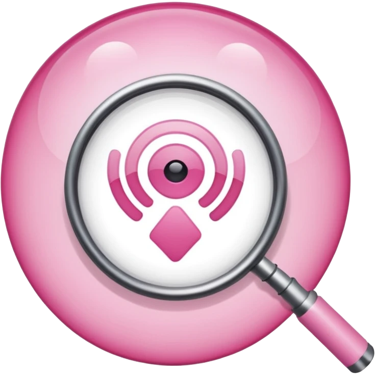 mix light pink dark pink and white girly wifi internet with a magnifying glass emoji