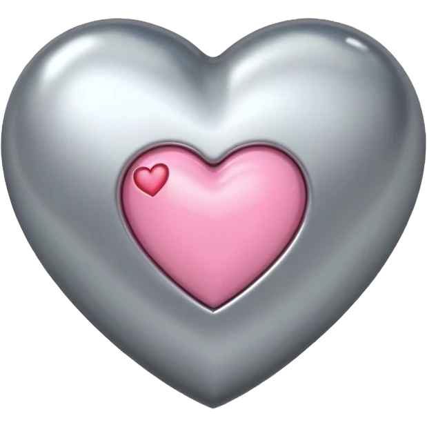 silver heart with one pink mini heart inside of it  emoji