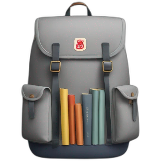 FJÄLLRÄVEN GRAY BACKPACK WITH BOOKS INSIDE emoji
