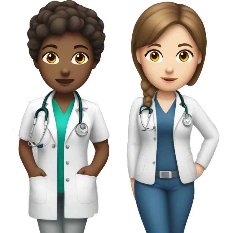 White girl with brunette short hair with stethoscope emoji