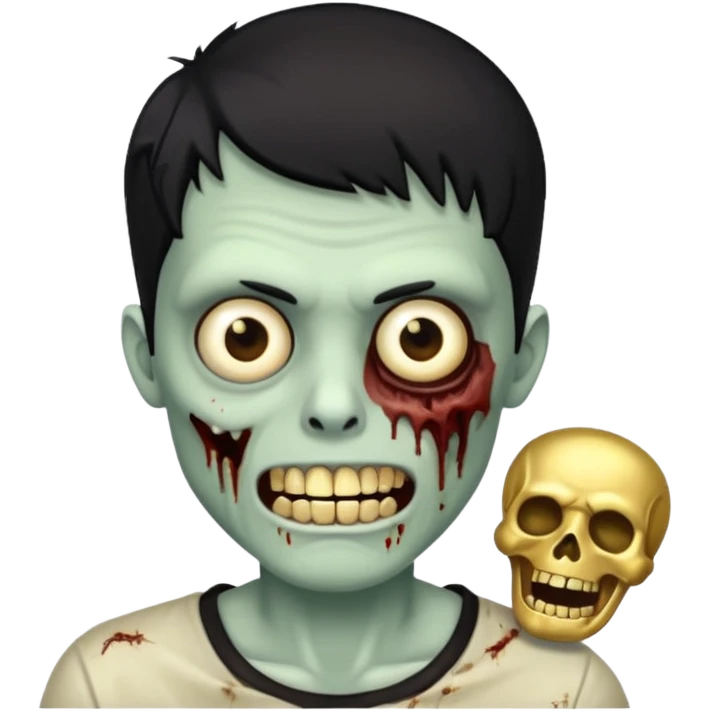 faça um homem zumbi, de cabelo baixo mostrando o dente de ouro emoji