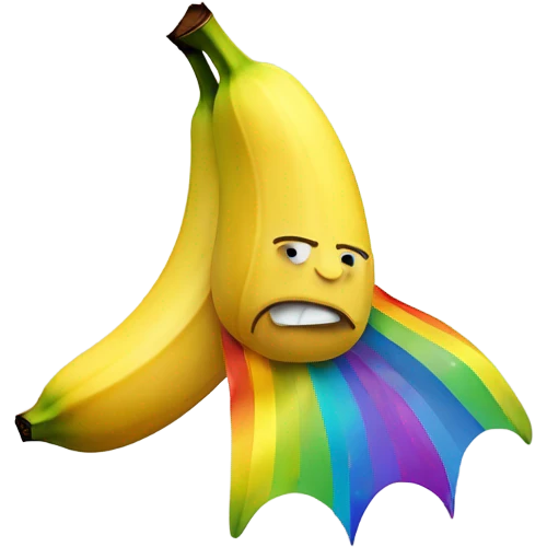 Banana with a sad face and rainbow emoji