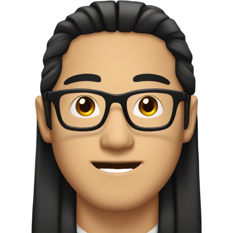asian man with long black hair, glasses, and black nails emoji