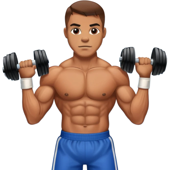 a boxer lifting weights in a gym with a camera crew from ABC 10 filming emoji