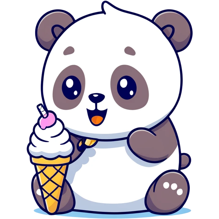 Panda eating ice cream emoji