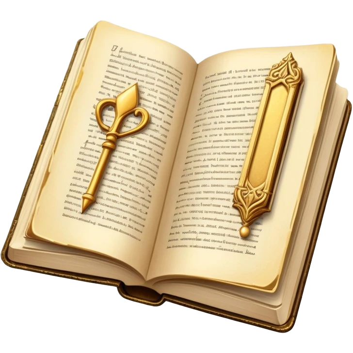 An open hardcover book and a golden bookmark emoji