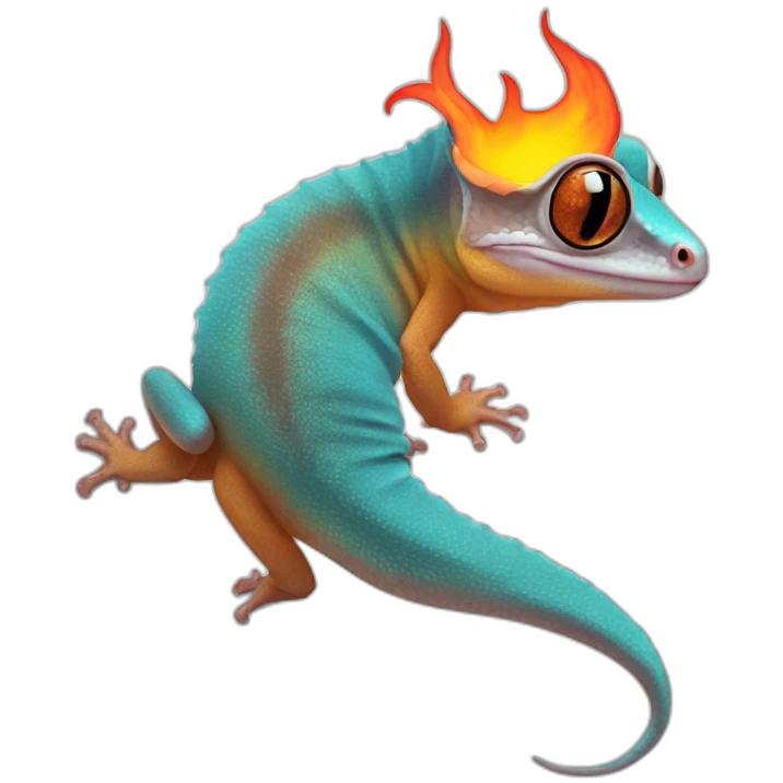 crested gecko with fire tail emoji