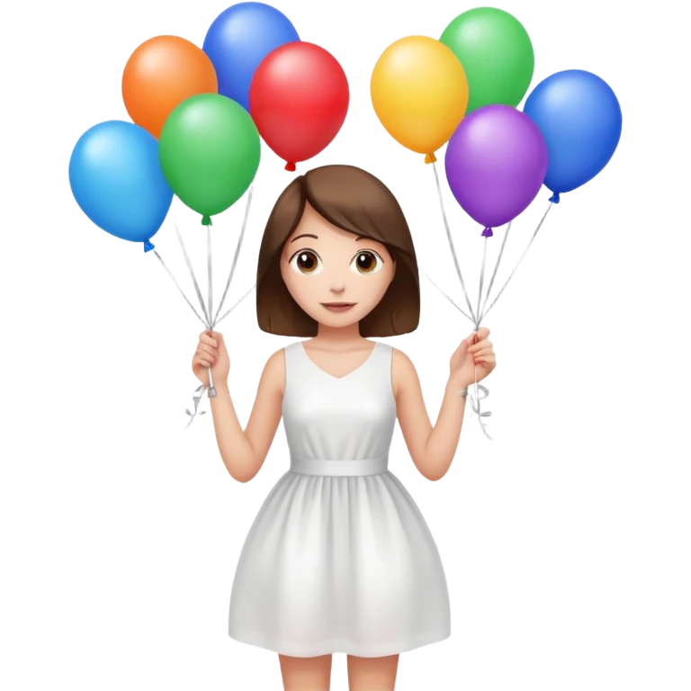 Birthday Female with ballons in white dress emoji