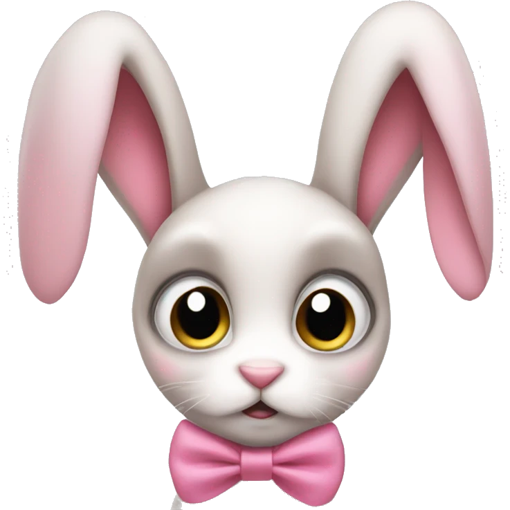 rabbit sad big eyes pink bow emoji