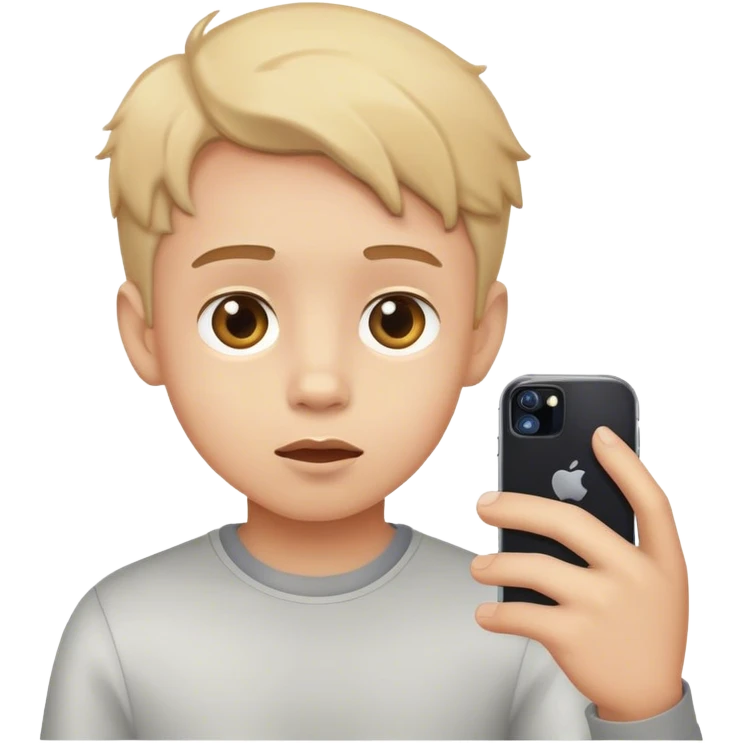 curios boy taking picture with his phone emoji
