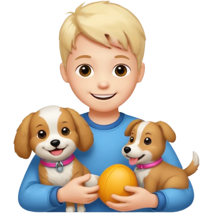 child with dog toys emoji