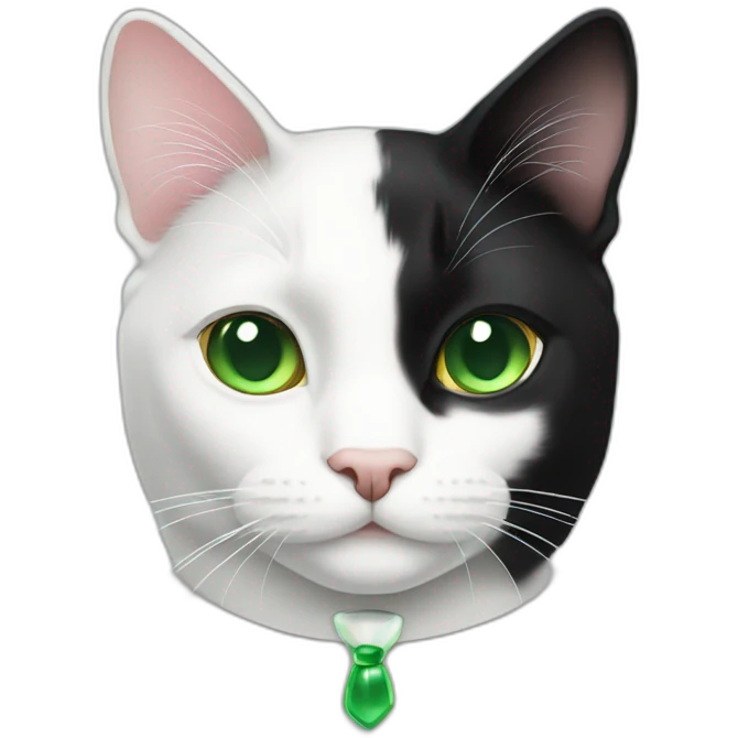 white black tuxedo cat with green eyes emoji