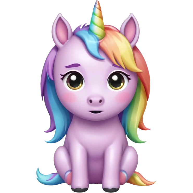 Rainbow pastel sitting tears chibi unicorn  emoji