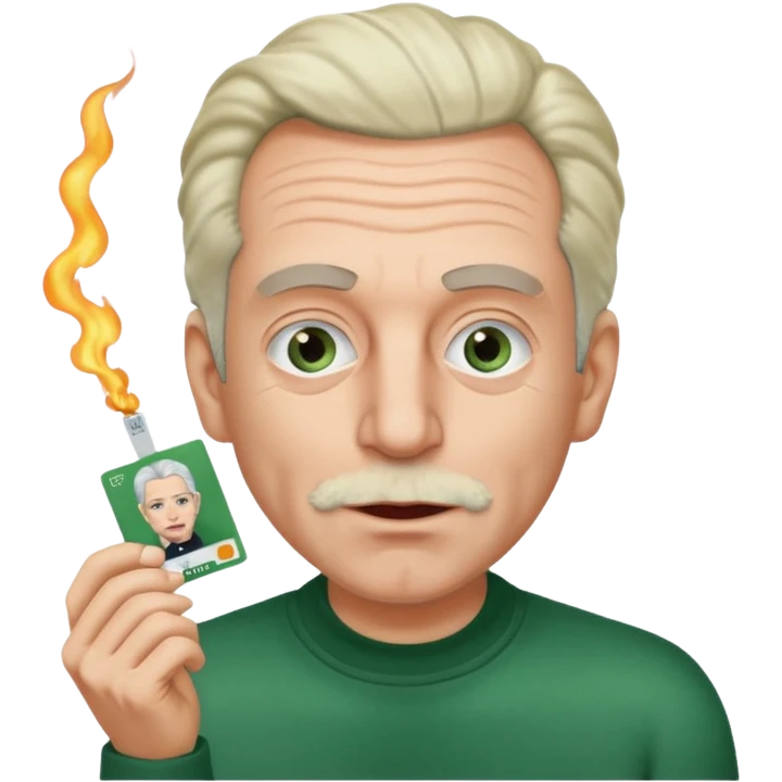 Make an emoji of Epstein, but hes foaming at the mouth and absolutely TWEAKING. Also smoking grass and showing his ID card emoji