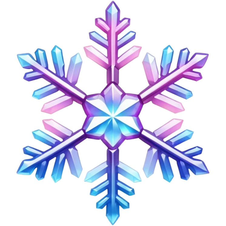 Gradient iridescent Pastel Pink violet blue white crystal snowflake  emoji