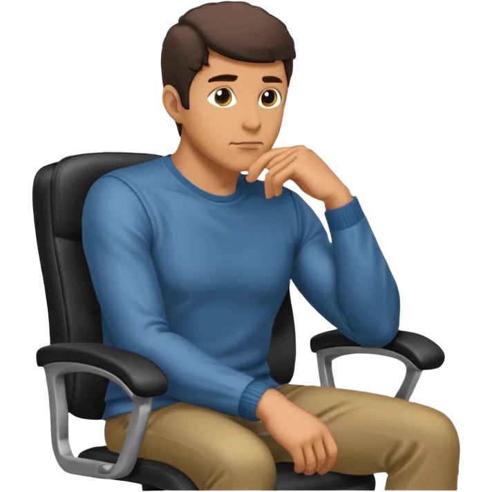 guy imitating thinker statue pose but with clothes and sitting in a office chair emoji