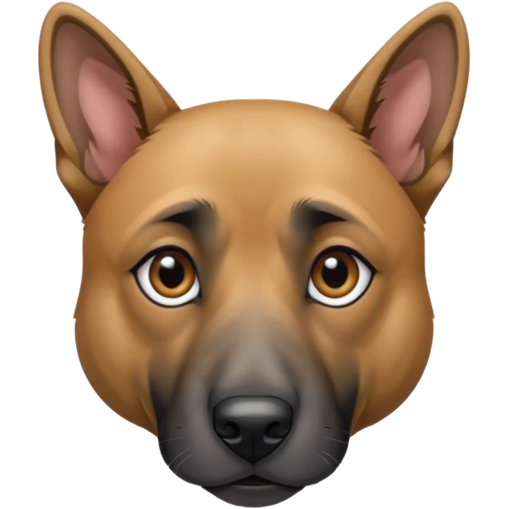 chien croisé malinois , yeux gris et poils mi long et gris emoji