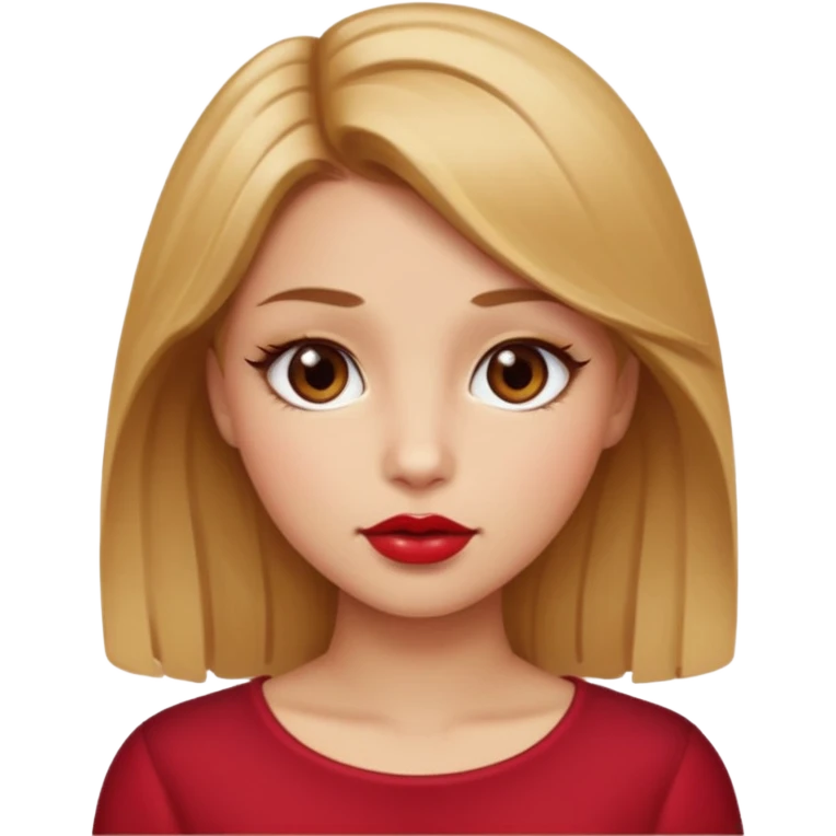 فتاة شعرها اشقر كراميلي عيونها بنية وبشرتها بيضاء وشفتها كرزية  emoji
