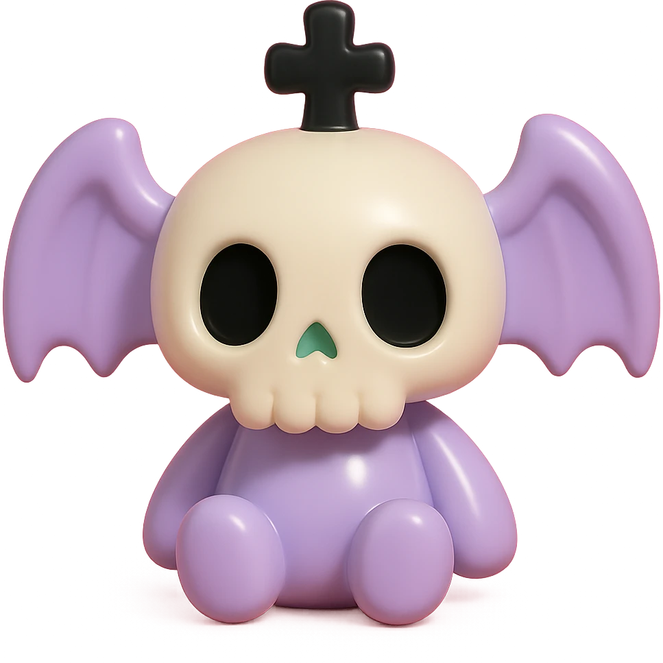 gothic object, shiny and gothic, vinyl figure style emoji