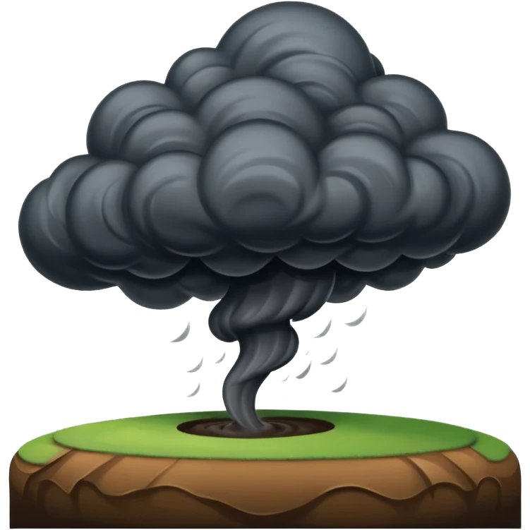 A thick dark funnel cloud sweeping across open plains. emoji