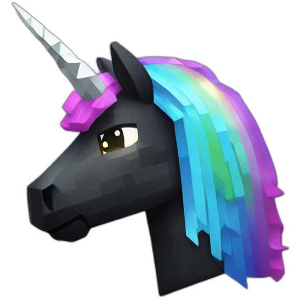 Minecraft Rainbow Black Unicorn Head With Diamond Horn emoji