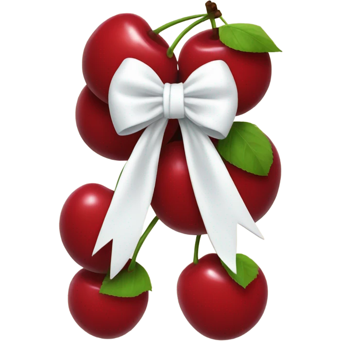 Cherries with white bow on stem emoji