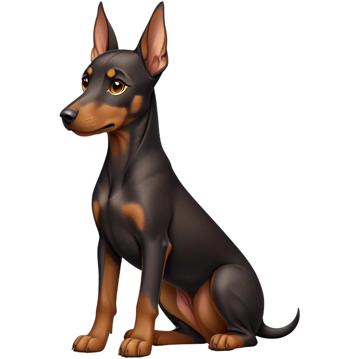 cinematic-noble-doberman puppy-full body-emoji on all fours,-poised-and-regal,-with-a-strong,-athletic-build-and-a-lustrous,-well-groomed-black and tan fur,-deep-set-soulful-brown-eyes,-simplified-yet-sharp-and-sophisticated-features,-highly-detailed, emoji