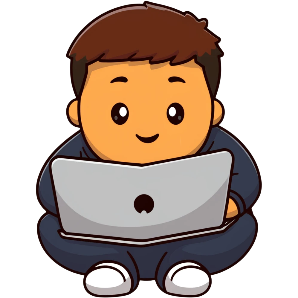 fat brown kid with brown hair using laptop emoji