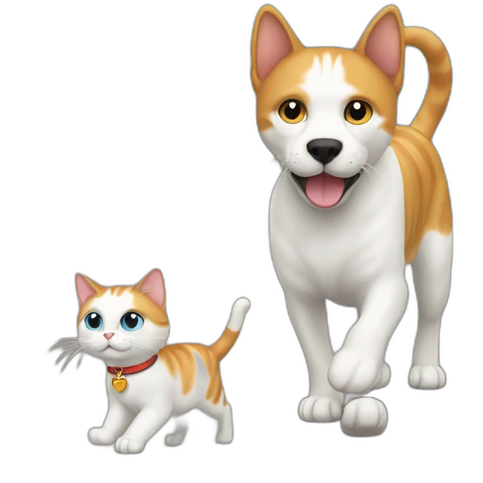 cat walking around with his dog  emoji