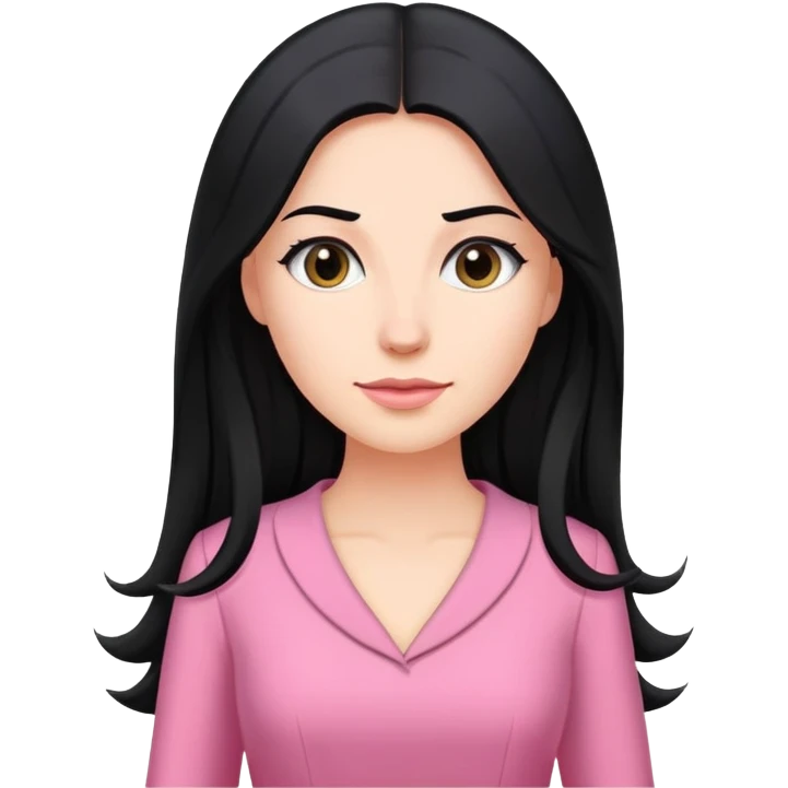 Business dress pink woman caucasian long black hair girl emoji