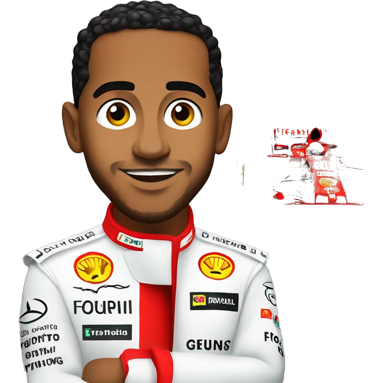 Lewis Hamilton in front of his Ferrari F1 car  emoji