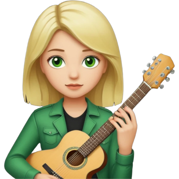 girl with blonde hair green eyes and guitar  emoji