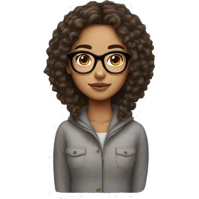 Lightskin girl with freckles with long hair and glasses emoji
