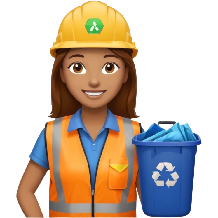 women, Waste Management, safety vest, trash picker emoji