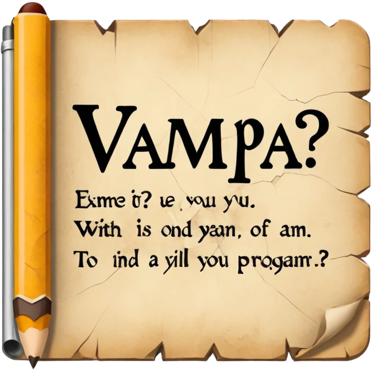 Text VAMPA? When? written on old pergamin emoji