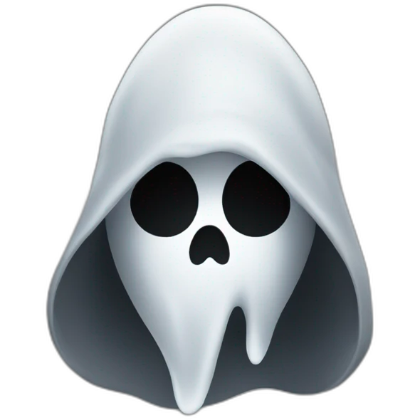 A ghost face wearing a black beanie cap emoji