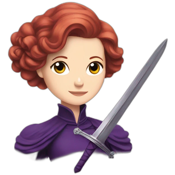 Audrey fleurot in purple with sword emoji