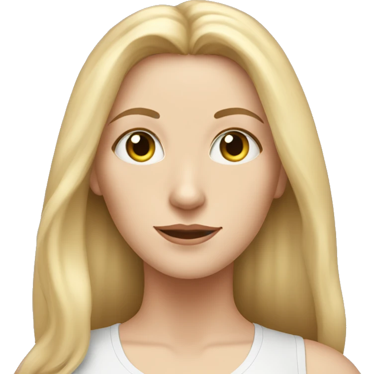 white woman with long blonde hair and cat shaped eyes wearing a yoga outfit  emoji