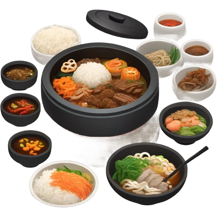 korean meal with many dishes emoji