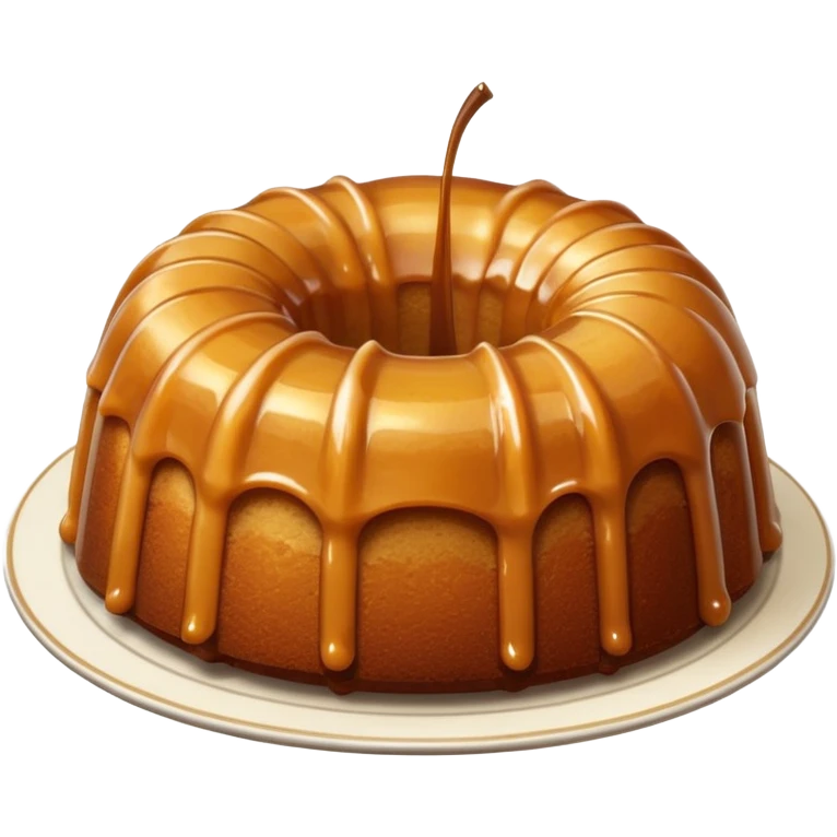 Caramel Bundt cake with sliced apple on top emoji