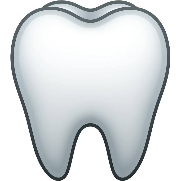 Flat emoji of a cartoon white tooth with a simple root shape, thick outline, minimal shading, transparent background, square, no text. emoji