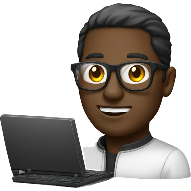 Une personne noire avec un ordinateur et des lunette emoji